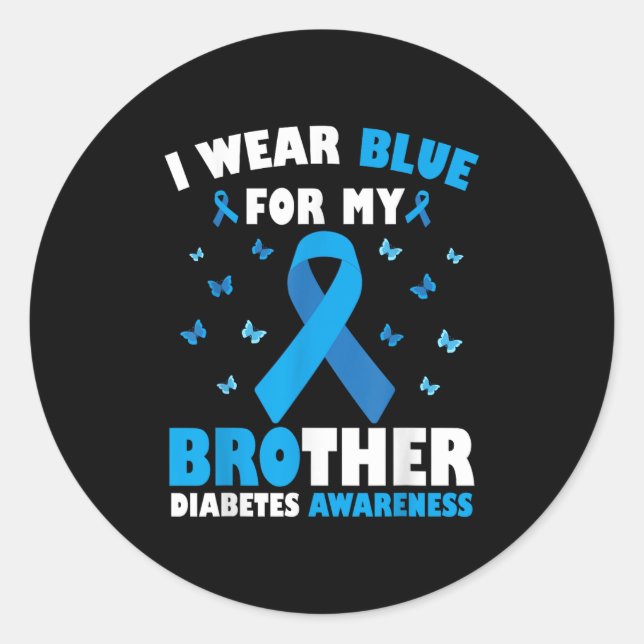 Sticker Rond Je Porte Du Bleu Pour Mon Frère Sensibilisation Au (Devant)