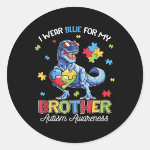 Sticker Rond Je Porte Du Bleu Pour Mon Frère Sensibilisation su