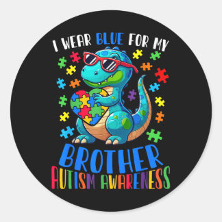 Sticker Rond Je Porte Du Bleu Pour Mon Frère Sensibilisation su