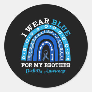 Sticker Rond Je Porte Du Bleu Pour Mon Frère T1D Type 1 Diabète