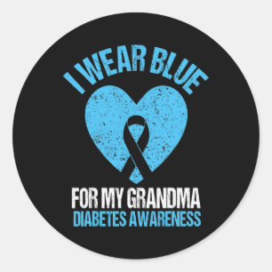 Sticker Rond Je Porte Du Bleu Pour Mon Grand-Mère Gran De Sensi