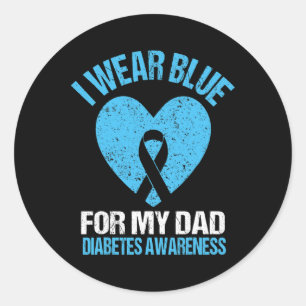 Sticker Rond Je Porte Du Bleu Pour Mon Père T1D Fils De Sensibi