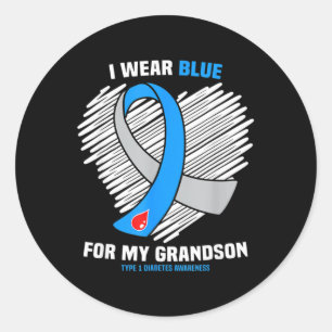 Sticker Rond Je Porte Du Bleu Pour Mon Petit-Fils Type 1 Diabèt