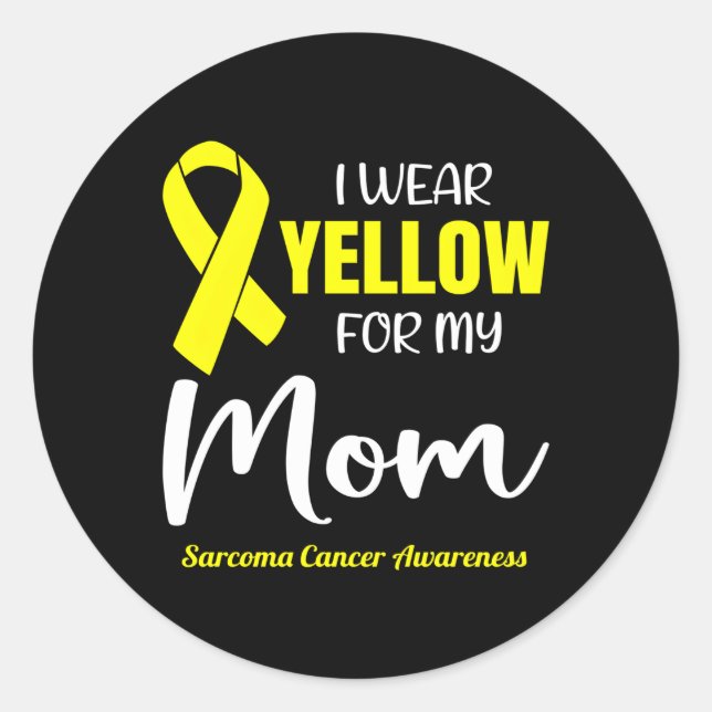 Sticker Rond Je Porte Du Jaune Pour Ma Maman Pour Sarcoma Cance (Devant)