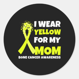 Sticker Rond Je Porte Du Jaune Pour Maman Bone Cancer Awareness