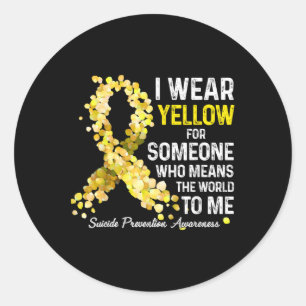 Sticker Rond Je porte du jaune pour Someone Miss Prévention du