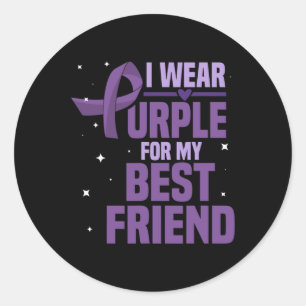 Sticker Rond Je Porte Du Purple Pour Mes Meilleurs Amis Des Lau