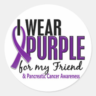 Sticker Rond Je Porte Du Purple Pour Mon Ami 10 Cancer Pancréat