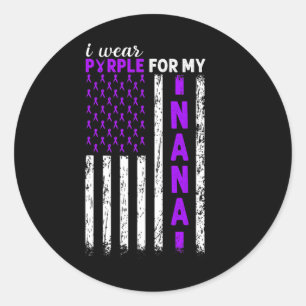 Sticker Rond Je Porte Du Purple Pour Mon Cancer Pancréatique Na