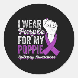 Sticker Rond Je Porte Du Purple Pour Mon Épilepsie Du Ruban De