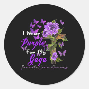Sticker Rond Je Porte Du Purple Pour Mon Gaga Pancréatique Canc