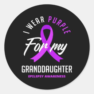Sticker Rond Je Porte Du Purple Pour Mon Grand-Fille Epilepsy A