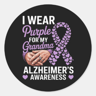 Sticker Rond Je Porte Du Purple Pour Mon Grand-Mère Heims Démen