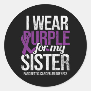 Sticker Rond Je Porte Du Purple Pour Soeur Pancréatique Cancer