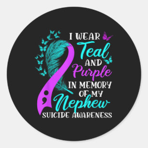 Sticker Rond Je Porte Du Purple Turquoise En Mémoire De Mon Sui