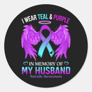 Sticker Rond Je Porte Du Purple Turquoise En Mémoire Du Suicide