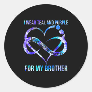 Sticker Rond Je Porte Du Purple Turquoise Pour La Prévention Du