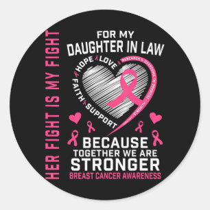 Sticker Rond Je Porte Du Rose Pour Ma Fille En Droit Cancer Du 