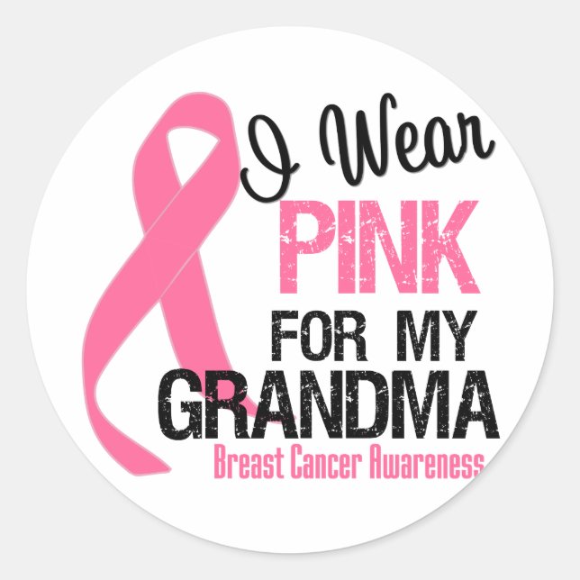 Sticker Rond Je Porte Du Rose Pour Ma Grand-Mère (Devant)