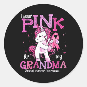 Sticker Rond Je Porte Du Rose Pour Ma Grand-Mère Chemise Cancer