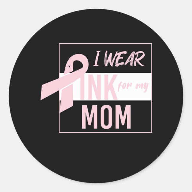 Sticker Rond je porte du rose pour ma mère (Devant)