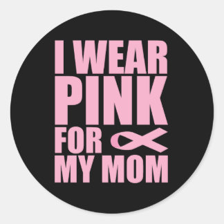 Sticker Rond Je porte du rose pour ma mère, cancer du foie