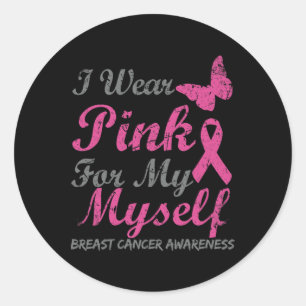 Sticker Rond Je Porte Du Rose Pour Ma Sensibilisation Au Cancer