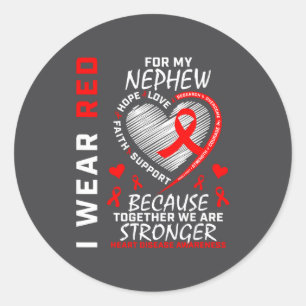 Sticker Rond Je Porte Du Rouge Pour La Journée De Sensibilisati