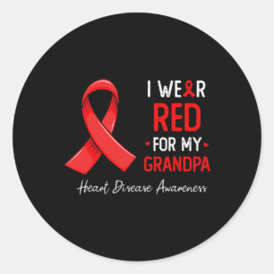 Sticker Rond Je Porte Du Rouge Pour La Journée De Sensibilisati