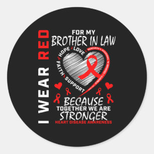 Sticker Rond Je Porte Du Rouge Pour La Maladie Cardiaque De Mon