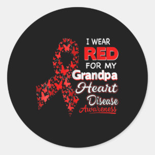 Sticker Rond Je porte du rouge pour la sensibilisation à la mal