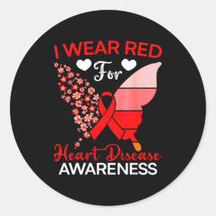 Sticker Rond Je porte du rouge pour la sensibilisation à la mal