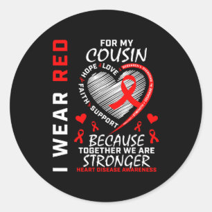 Sticker Rond Je porte du rouge pour la sensibilisation à la mal