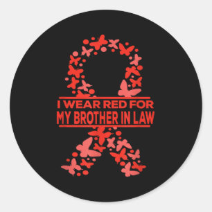 Sticker Rond Je porte du rouge pour la sensibilisation à la mal