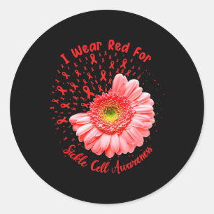 Sticker Rond Je Porte Du Rouge Pour Le Combat De Sensibilisatio
