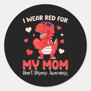 Sticker Rond Je Porte Du Rouge Pour Ma Mère Dinosaure Maladie C