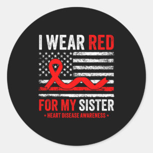 Sticker Rond Je Porte Du Rouge Pour Ma Soeur Sensibilisation Au