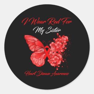 Sticker Rond Je Porte Du Rouge Pour Ma Soeur Sensibilisation Au