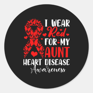 Sticker Rond Je porte du rouge pour ma tante Mois de sensibilis