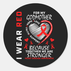 Sticker Rond Je Porte Du Rouge Pour Mes Défenseurs Des Maladies