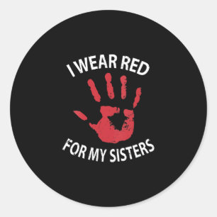 Sticker Rond Je Porte Du Rouge Pour Mes Soeurs