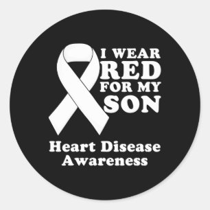 Sticker Rond Je porte du rouge pour mon fils Mois de sensibilis