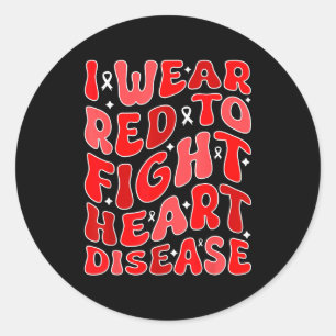 Sticker Rond Je Porte Du Rouge Pour Soutenir Les Guerriers Cont