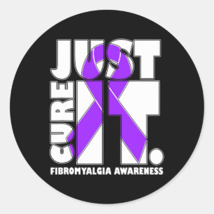 Sticker Rond Je Porte Du Ruban Purple Fibromyalgie Sensibilisat