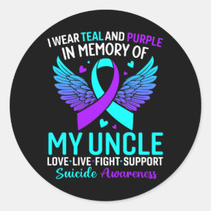 Sticker Rond Je Porte Du Sarcelle Et Du Violet Pour La Préventi