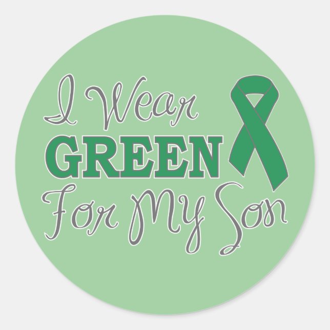 Sticker Rond Je Porte Du Vert Pour Mon Fils (Ruban De Sensibili (Devant)