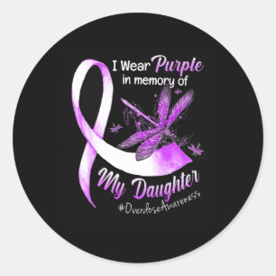 Sticker Rond Je Porte Du Violet En Mémoire De Ma Fille Surdose