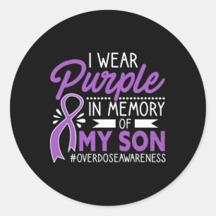 Sticker Rond Je Porte Du Violet En Mémoire De Mon Fils Surdose