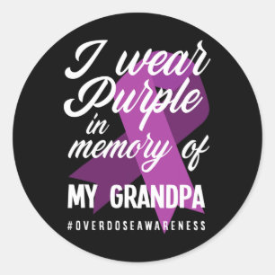 Sticker Rond Je Porte Du Violet En Mémoire De Mon Grand-Père En