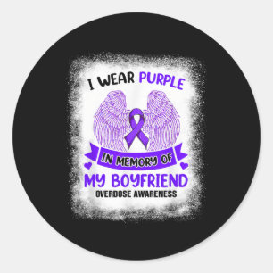 Sticker Rond Je Porte Du Violet En Mémoire De Mon Petit-Ami Sur